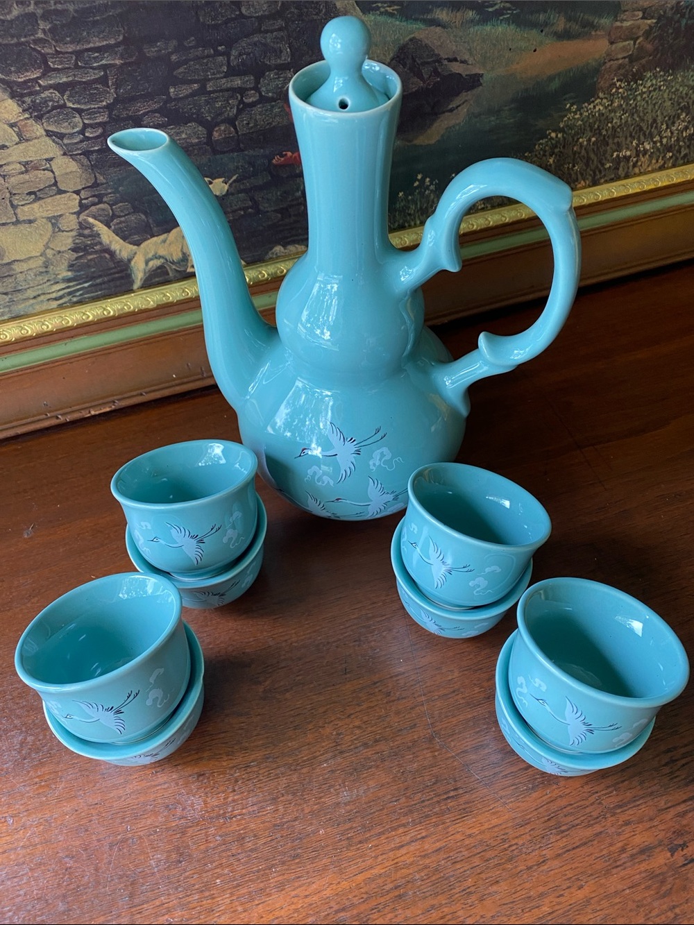 Vintage Korean Celadon Tea and Wine Set